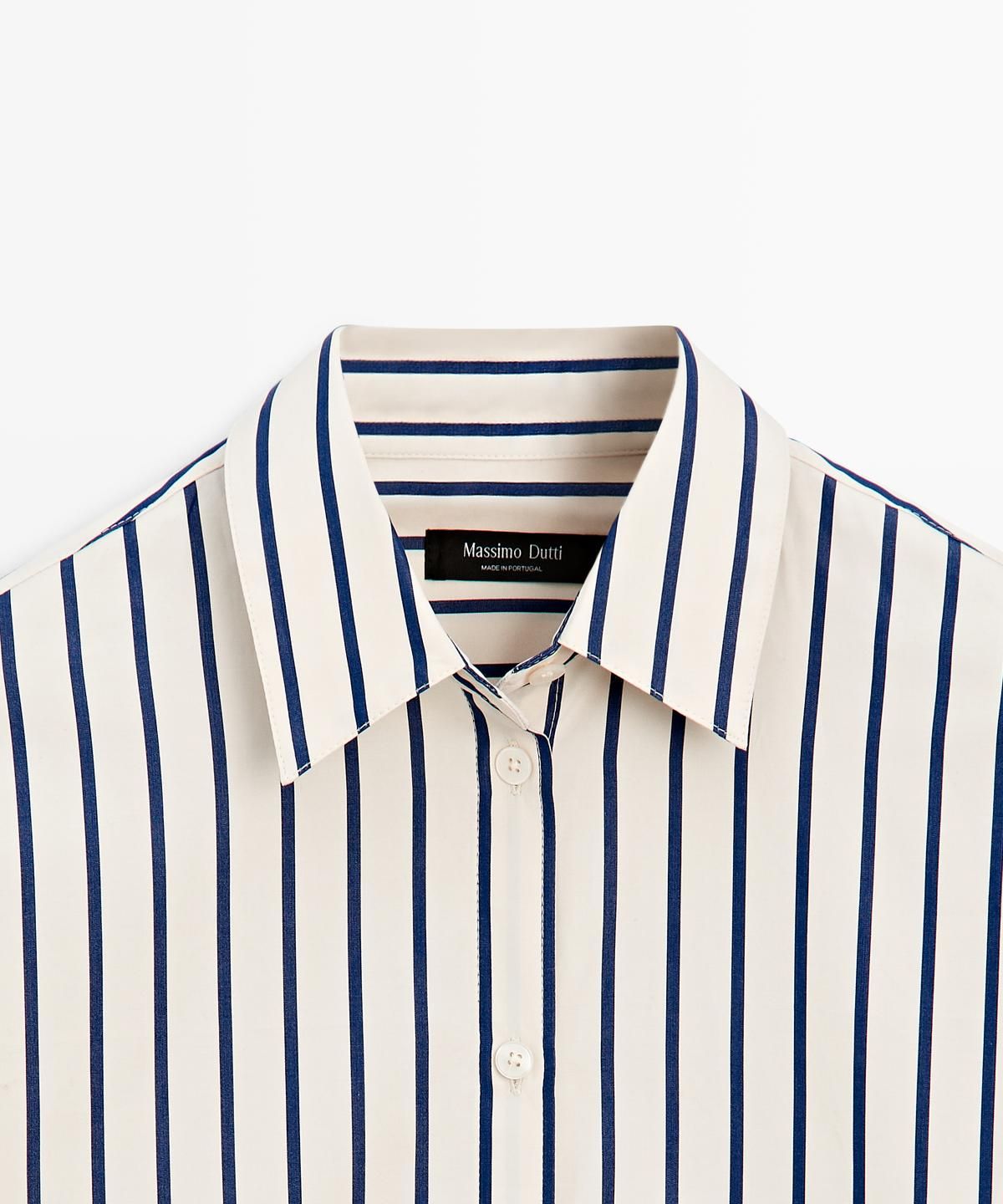 마시모두띠(MASSIMO DUTTI) 100% 코튼 스트라이프 셔츠