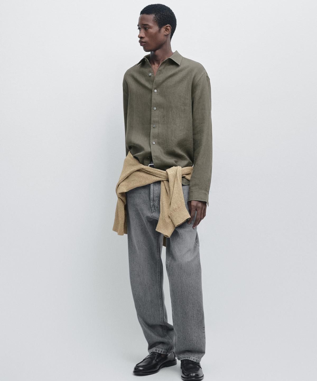 마시모두띠(MASSIMO DUTTI) 100% 린넨 레귤러핏 셔츠