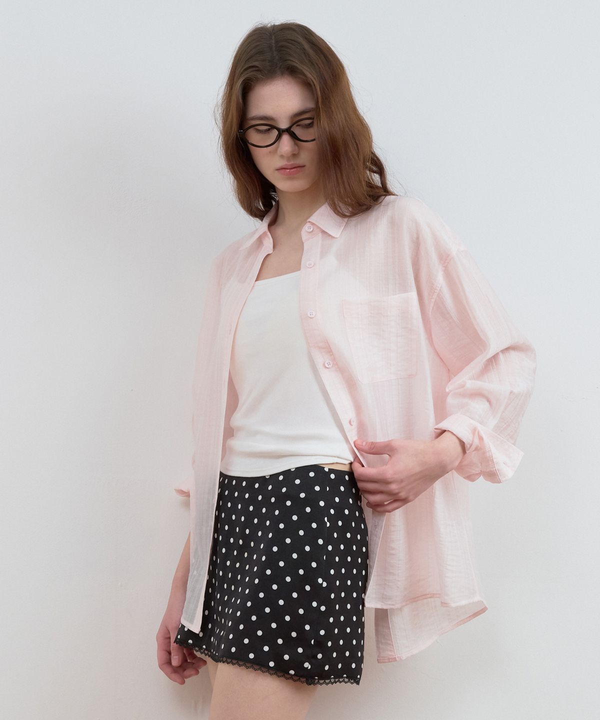 로라로라(ROLAROLA) LOOSE FIT BACK POINT STRIPE SHIRTS L/PK