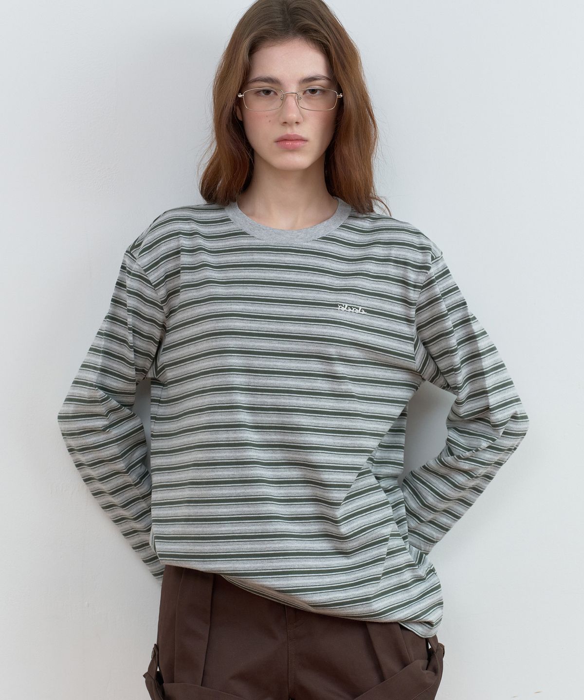 로라로라(ROLAROLA) STRIPE LONG SLEEVE T-SHIRT GY+GR