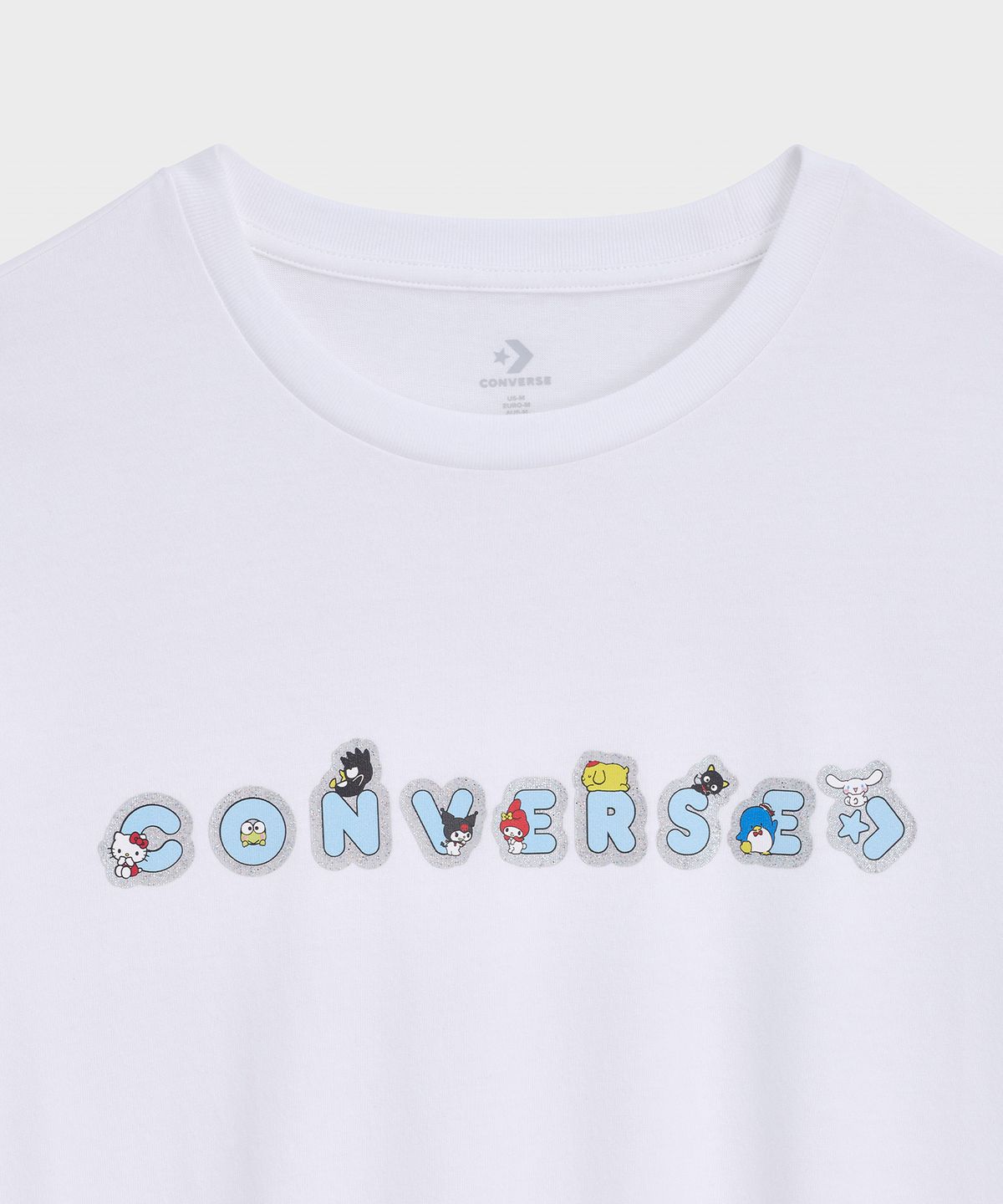 컨버스(CONVERSE) 컨버스 X 산리오캐릭터즈 스티커 티셔츠 화이트 10A CVM5T517-WHT