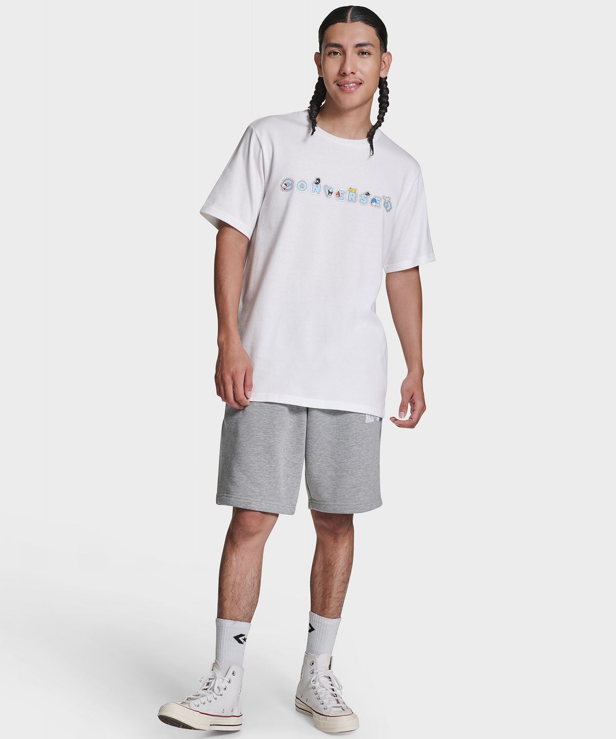 컨버스(CONVERSE) 컨버스 X 산리오캐릭터즈 스티커 티셔츠 화이트 10A CVM5T517-WHT