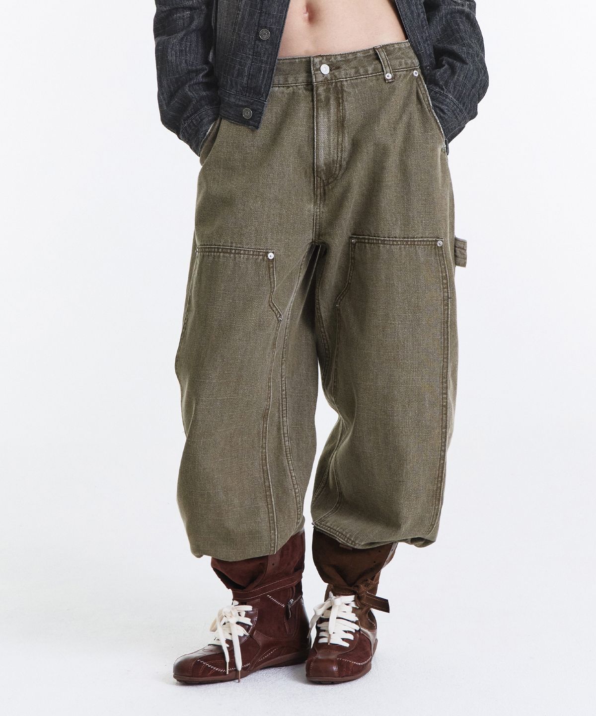 기철(KICHUL) Vintage Double Knee Work Pants (Beige)