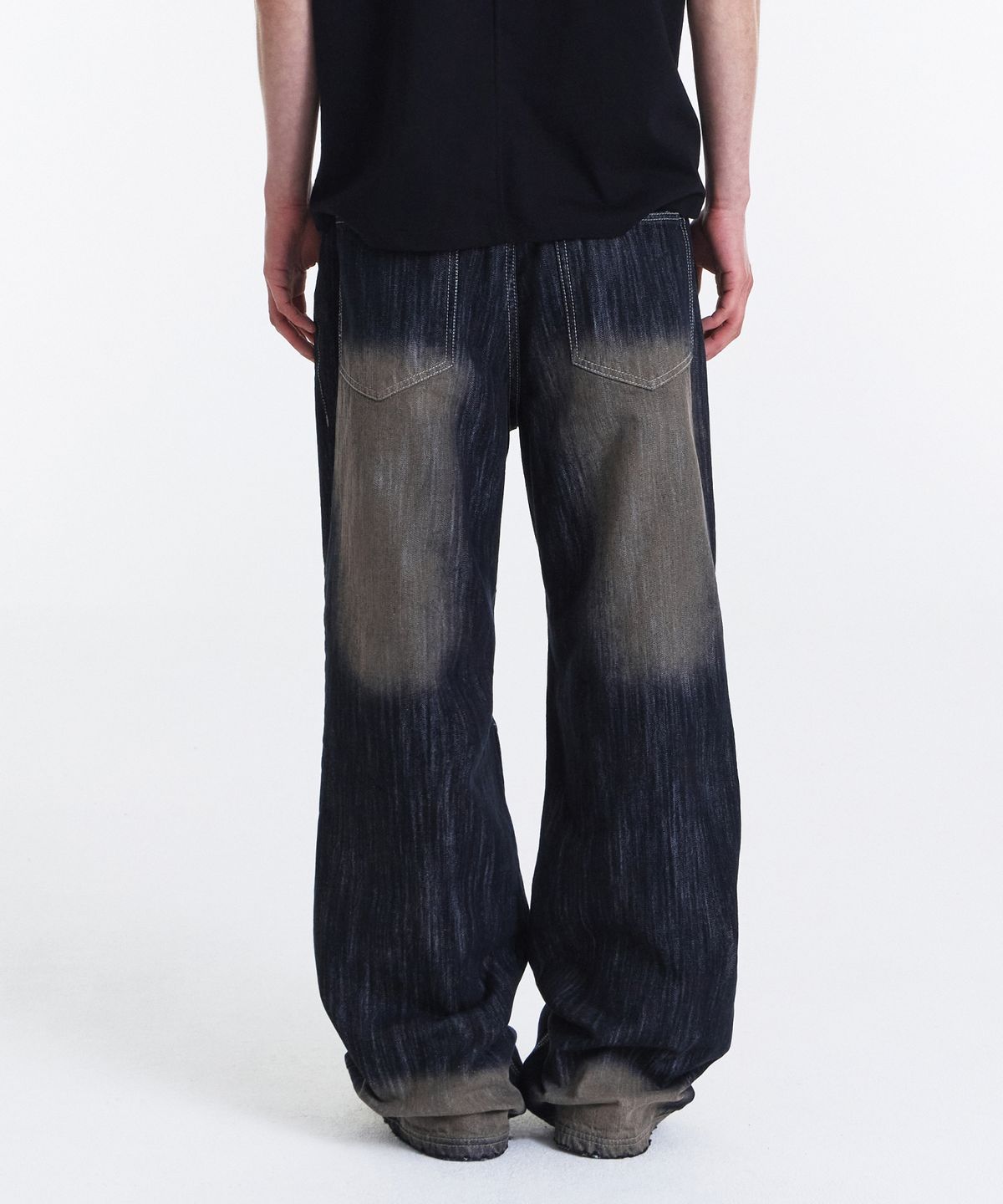 기철(KICHUL) Slub Biker Straight Denim Pants (Black)