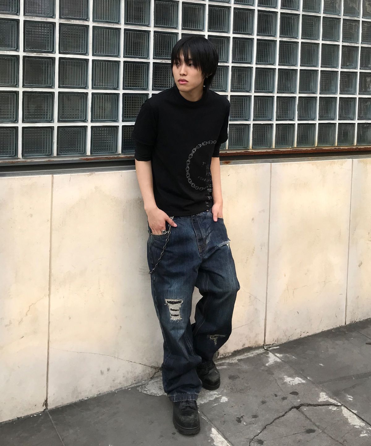 기철(KICHUL) Dirty Faded Straight Denim Pants (Indigo)