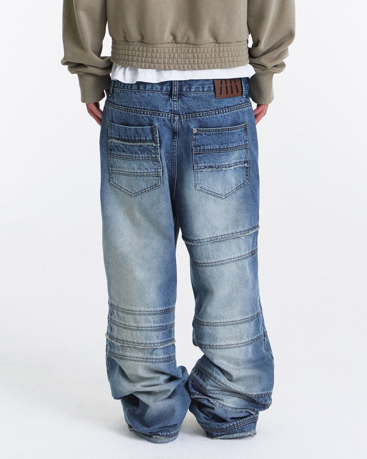 기철(KICHUL) Bind Raw Cut Straight Denim Pants (Indigo)