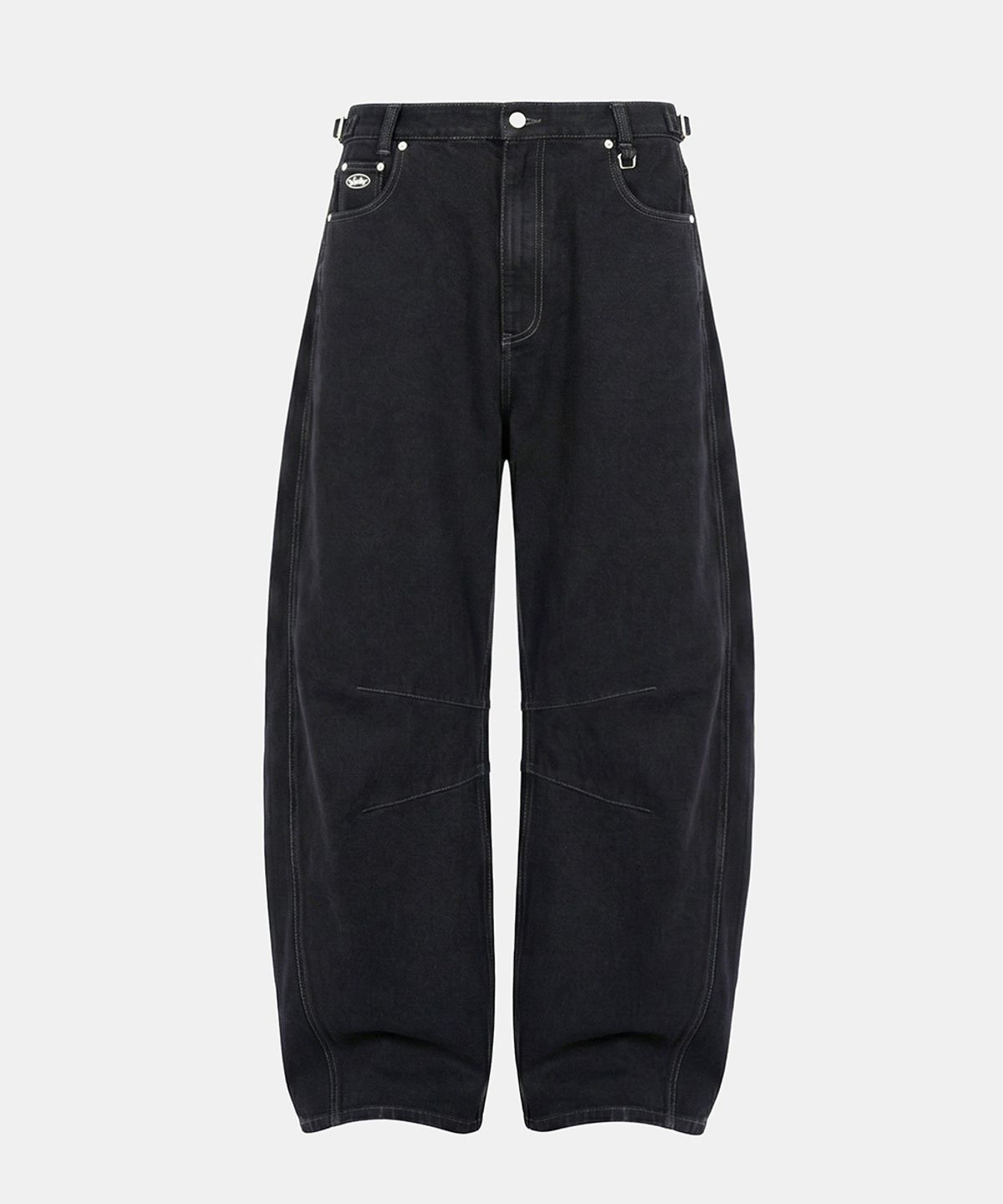 배드블러드(BADBLOOD) Star-Studded Barrel Pants - Black