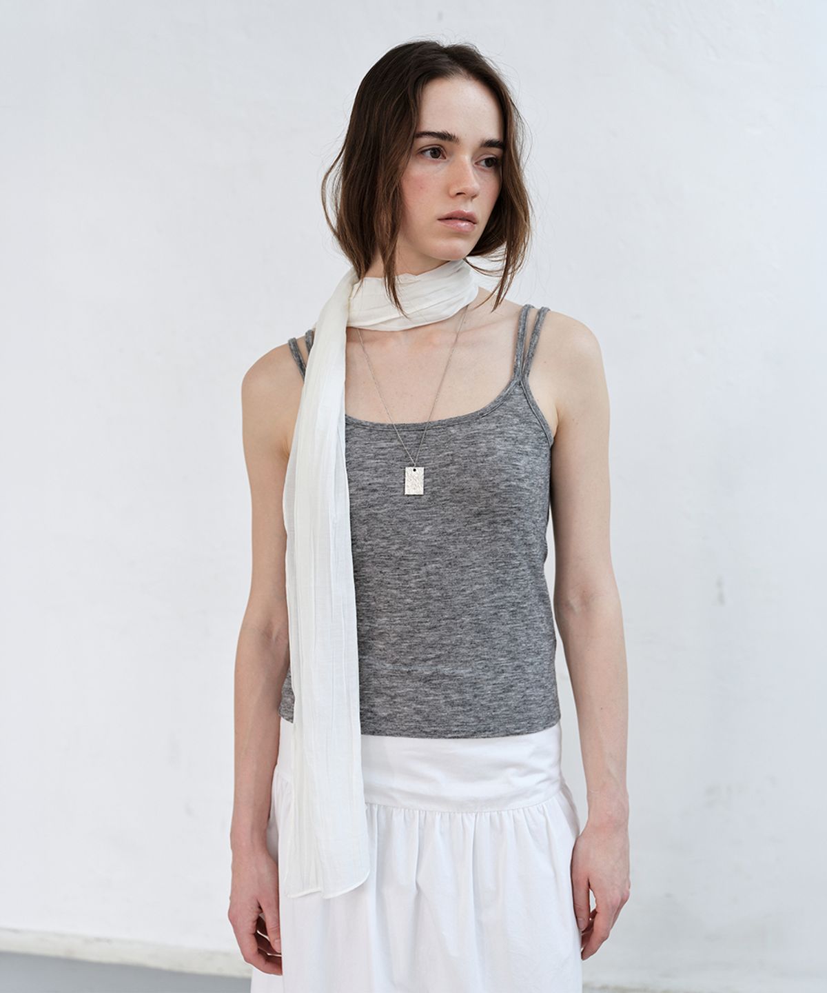 로우타이드(LOW TIDE) SHEER PLEATS SCARF [WHITE]