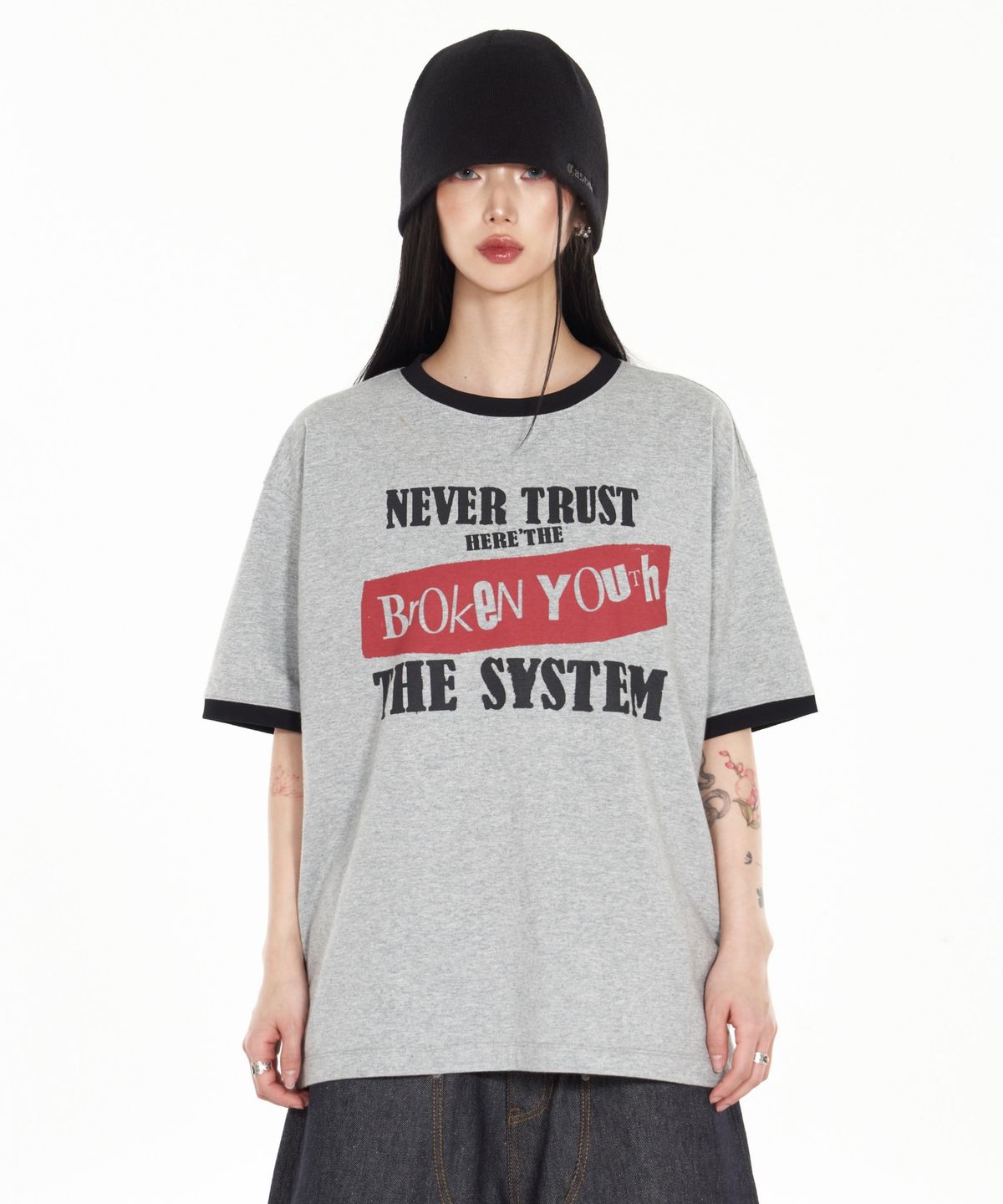 아이돈워너셀(IDWS) Broken Ringer T-Shirt Gray