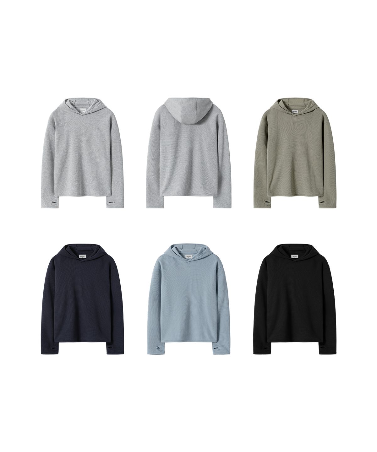 브렌슨(BRENSON) [시티시어] 와플 핑거홀 후드 롱슬리브 ( 5Color )