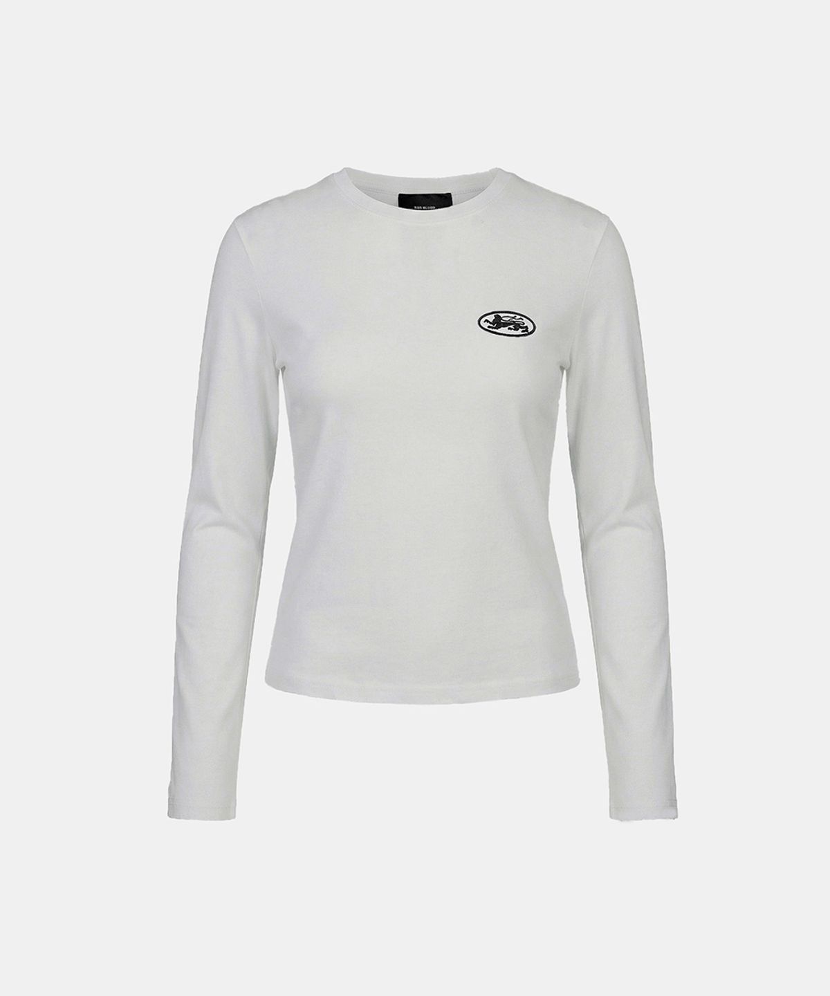 배드블러드(BADBLOOD) Mystic Print Fitted Long Sleeve T-Shirt - White