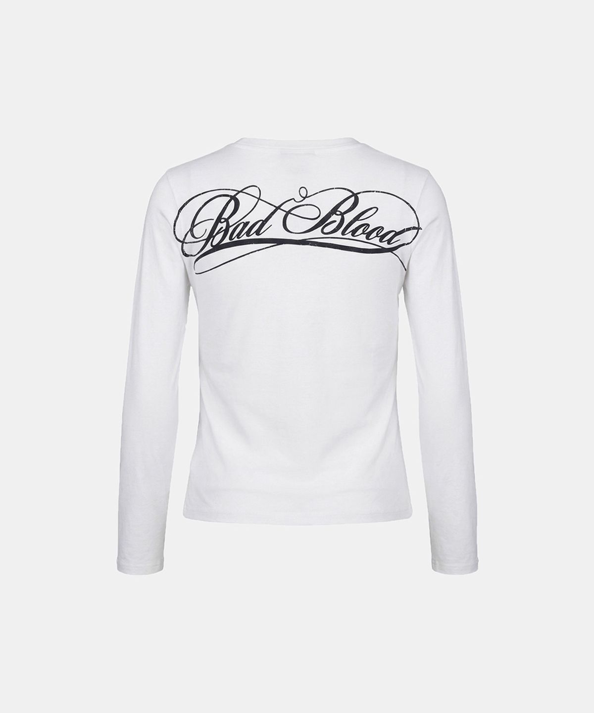 배드블러드(BADBLOOD) Dark Classic Logo Fitted Long Sleeve T-Shirt - White