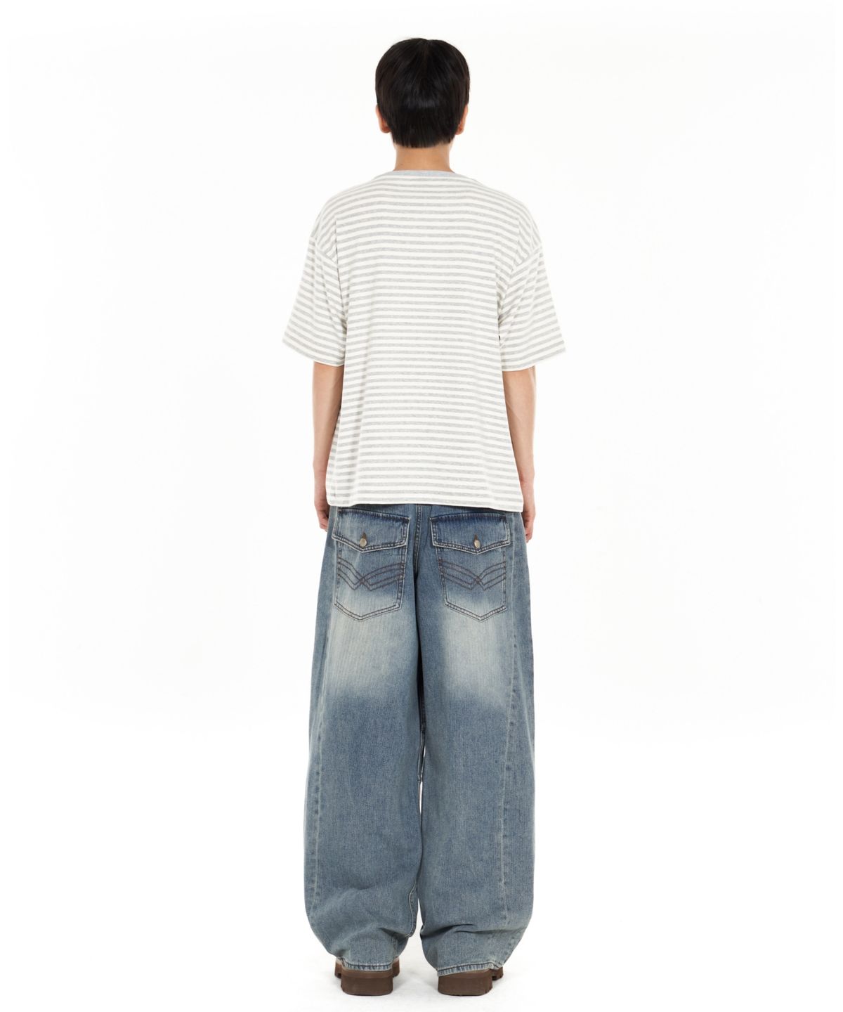 아이돈워너셀(IDWS) Piece Stripe T-Shirt Gray