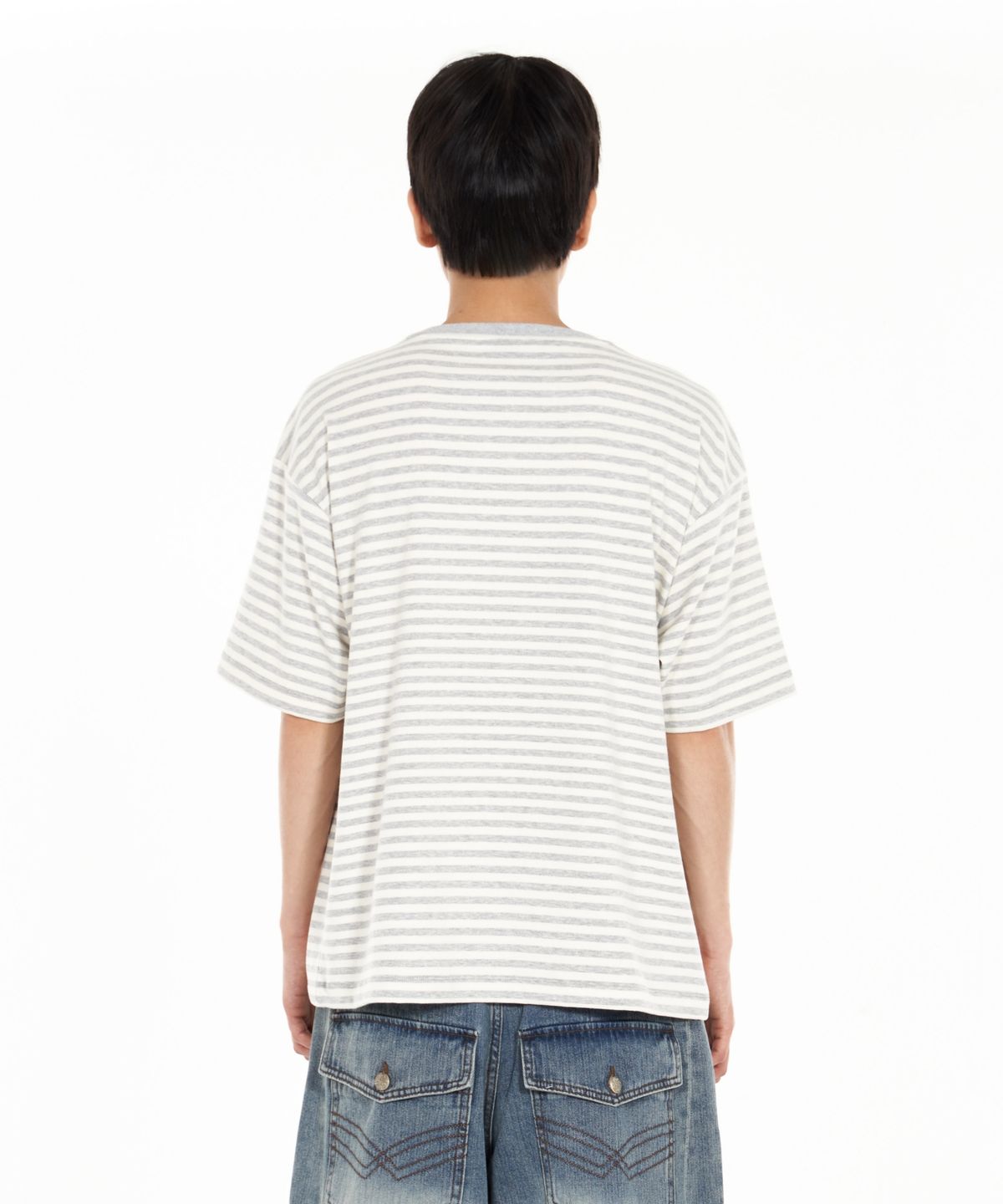 아이돈워너셀(IDWS) Piece Stripe T-Shirt Gray
