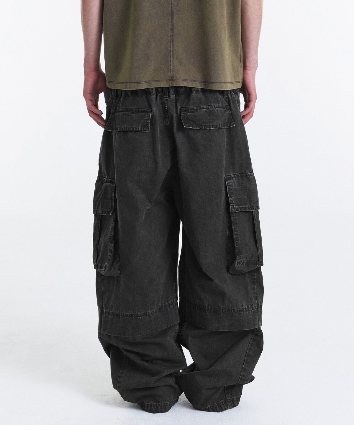 기철(KICHUL) Double Waist Ripstop Cargo Pants (Washed Khaki)