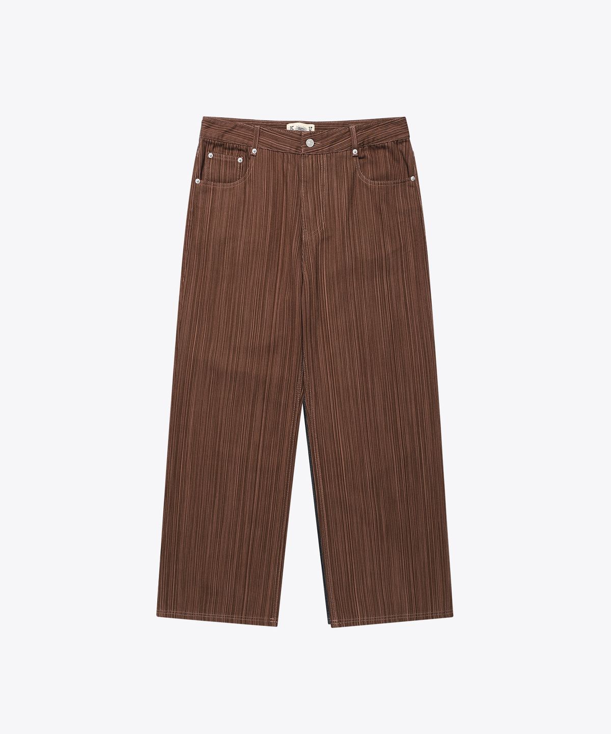 기철(KICHUL) Slub Jacquard Stripe Wide Pants (Brown)