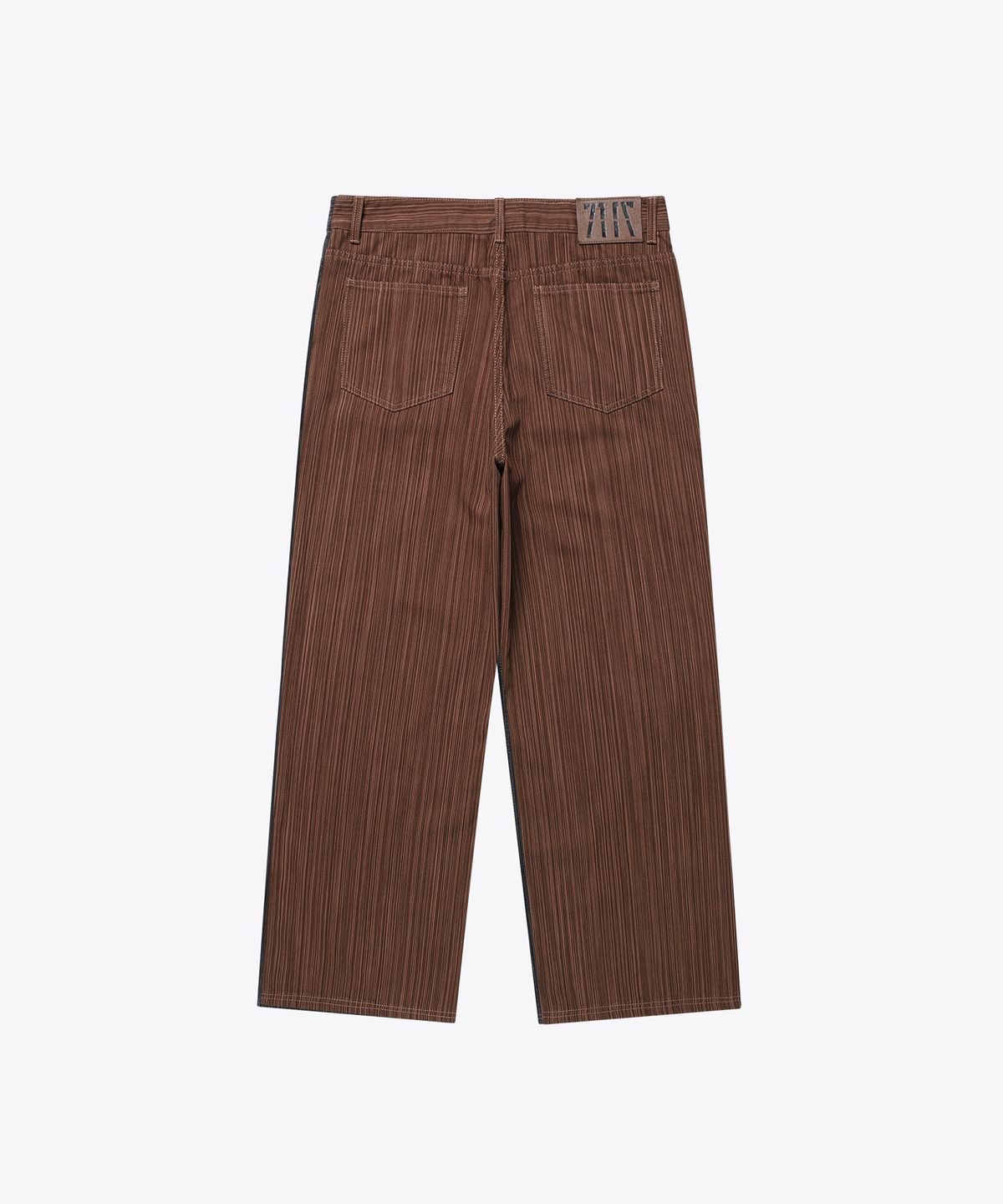 기철(KICHUL) Slub Jacquard Stripe Wide Pants (Brown)
