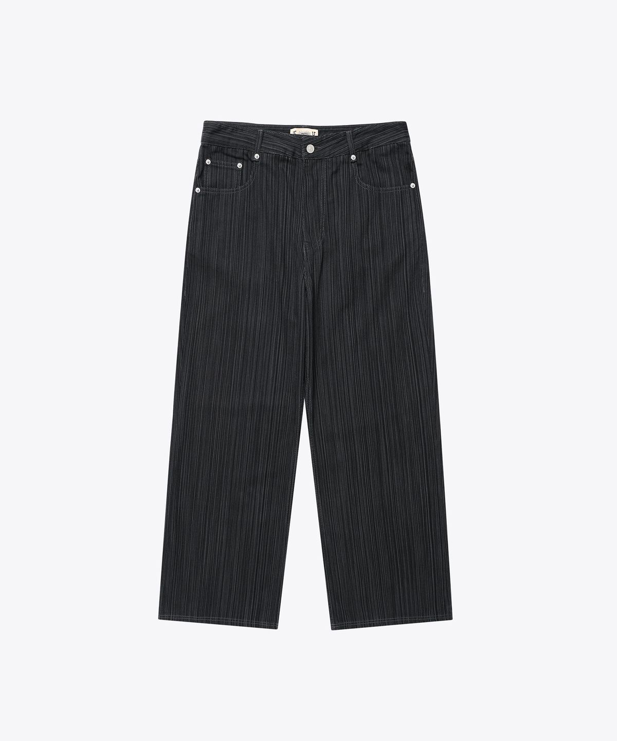 기철(KICHUL) Slub Jacquard Stripe Wide Pants (Black)