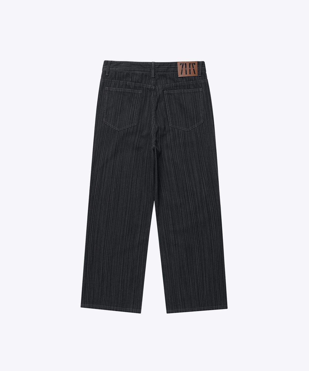 기철(KICHUL) Slub Jacquard Stripe Wide Pants (Black)