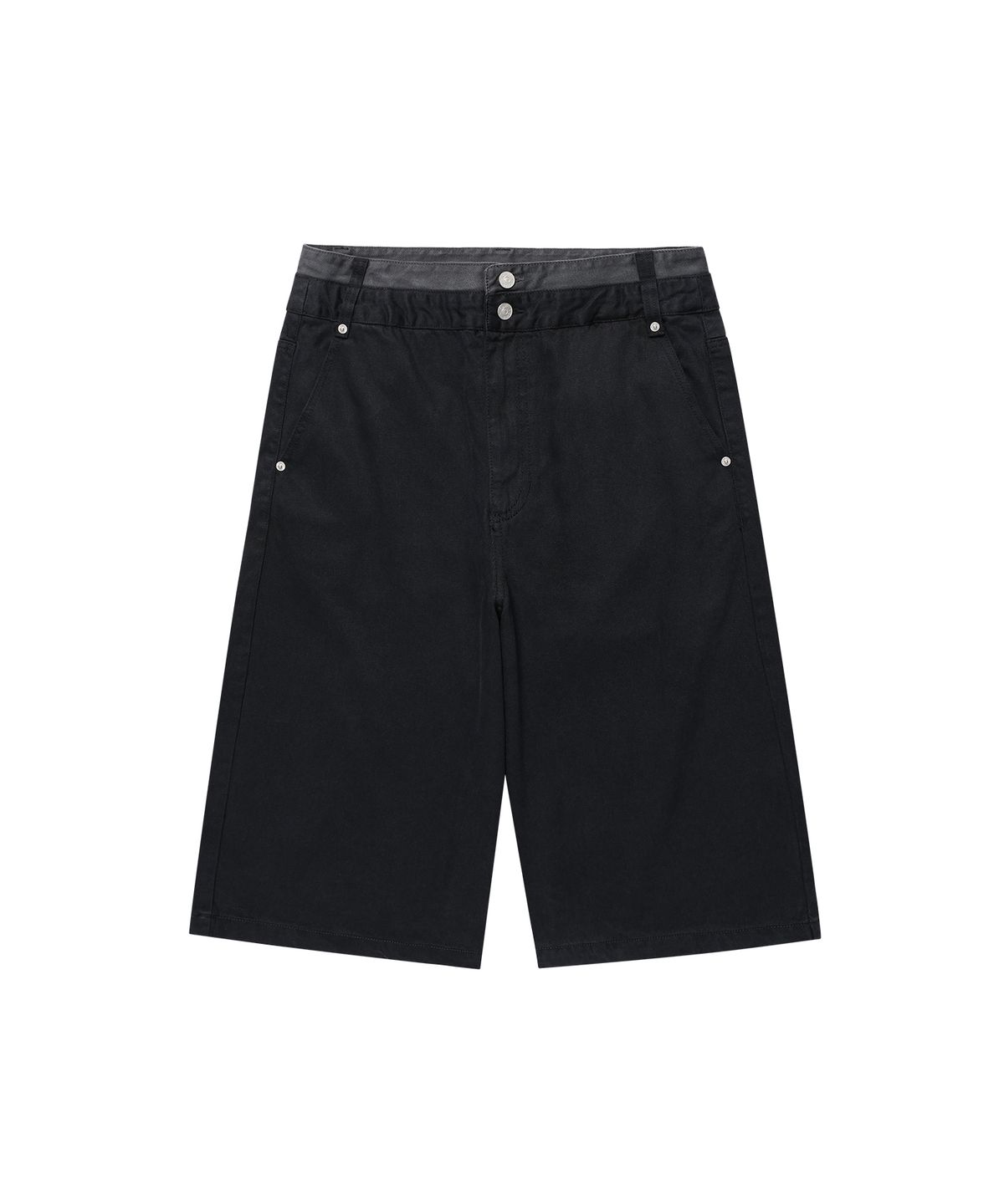기철(KICHUL) Double Waist Bermuda Cotton Pants (Black)