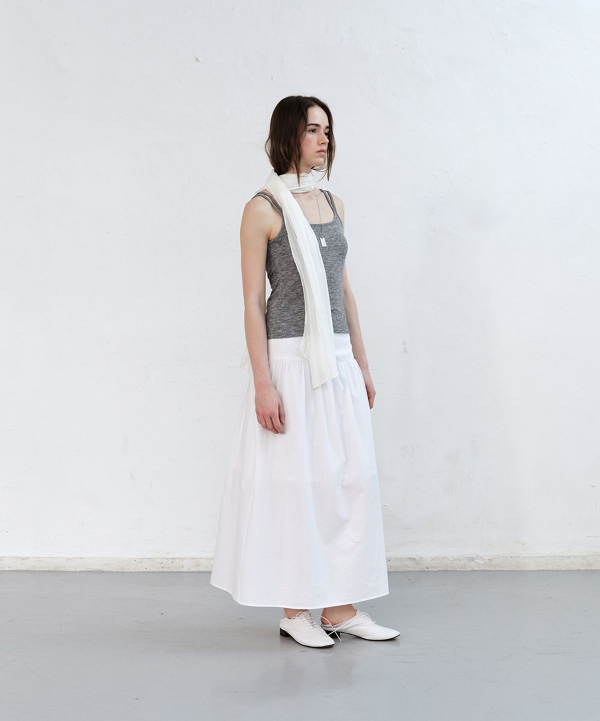 로우타이드(LOW TIDE) COTTON SHIRRING SKIRT [WHITE]