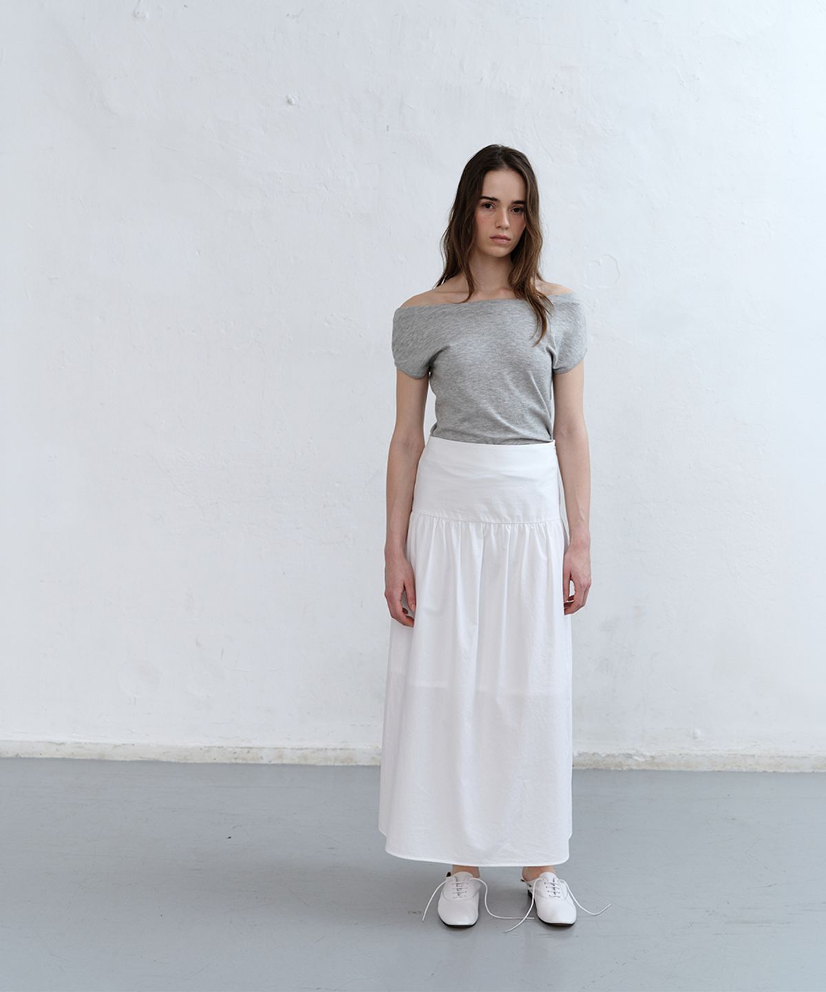 로우타이드(LOW TIDE) COTTON SHIRRING SKIRT [WHITE]