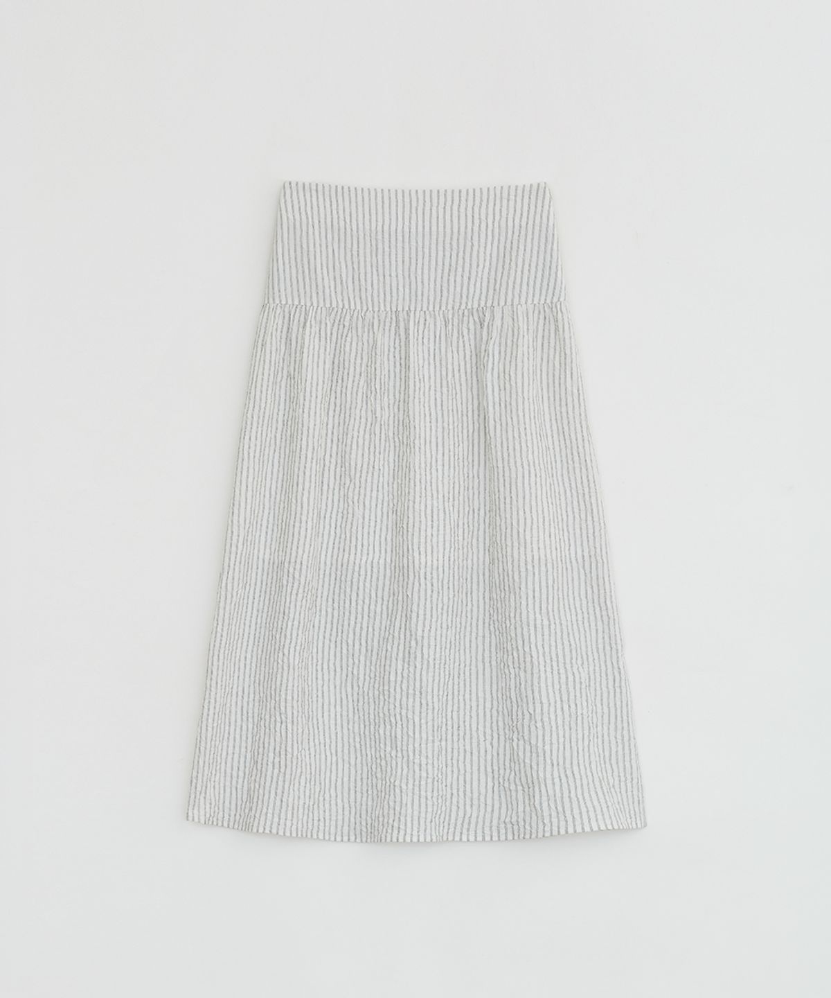 로우타이드(LOW TIDE) STRIPE CRINKLE SHIRRING SKIRT [WHITE]