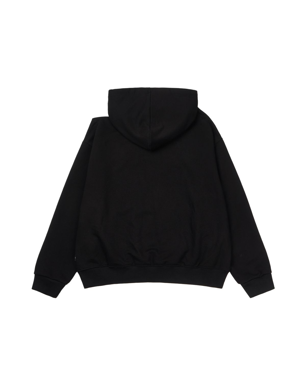 길라아카이브(GILAARCHIVE) SCRIPT LETTERING ONE SHOULDER HOODED_BLACK