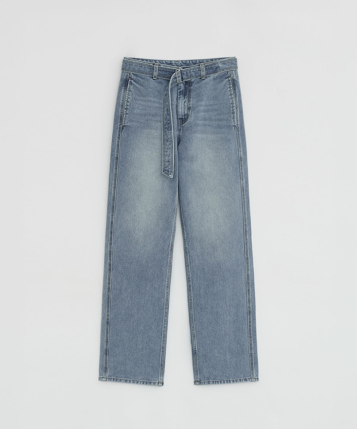 로우타이드(LOW TIDE) STITCHED BELT DENIM PANTS [LIGHT BLUE]
