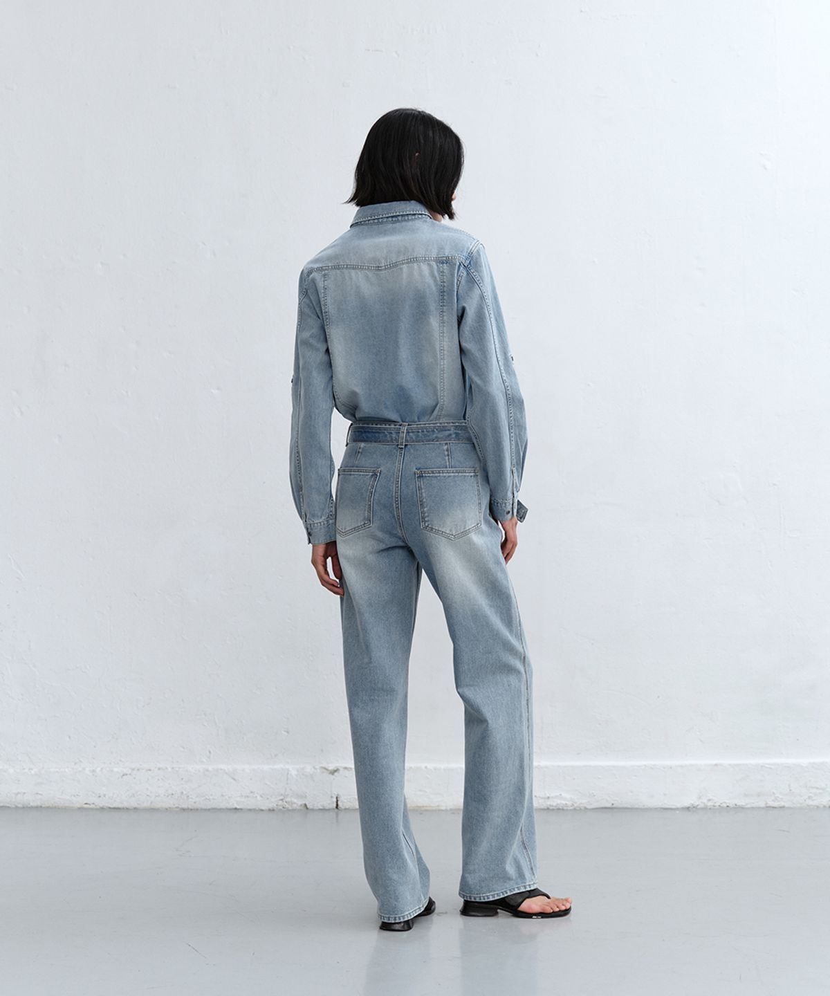 로우타이드(LOW TIDE) STITCHED BELT DENIM PANTS [LIGHT BLUE]