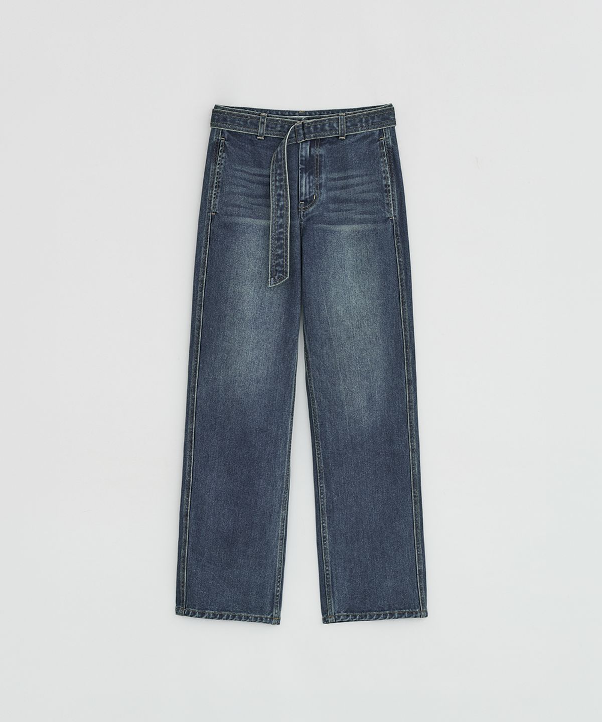 로우타이드(LOW TIDE) STITCHED BELT DENIM PANTS [BLUE]
