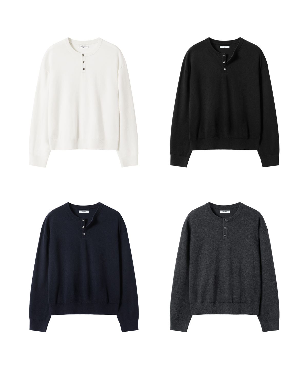 브렌슨(BRENSON) 소프트 워셔블 크롭 헨리넥 니트 ( 4Color )