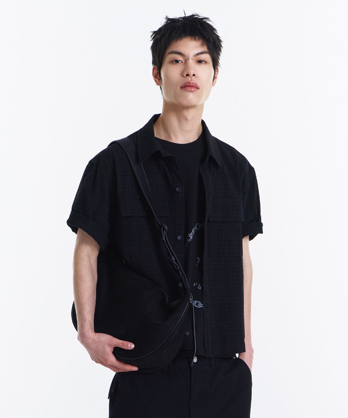 기철(KICHUL) Grain Crop Check Shirt (Black)