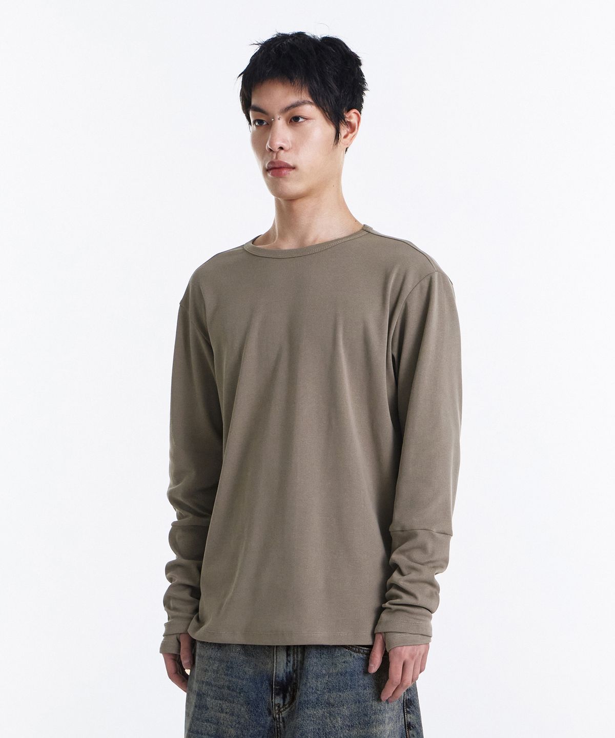 기철(KICHUL) Loop Overlayer Long sleeve (Beige)
