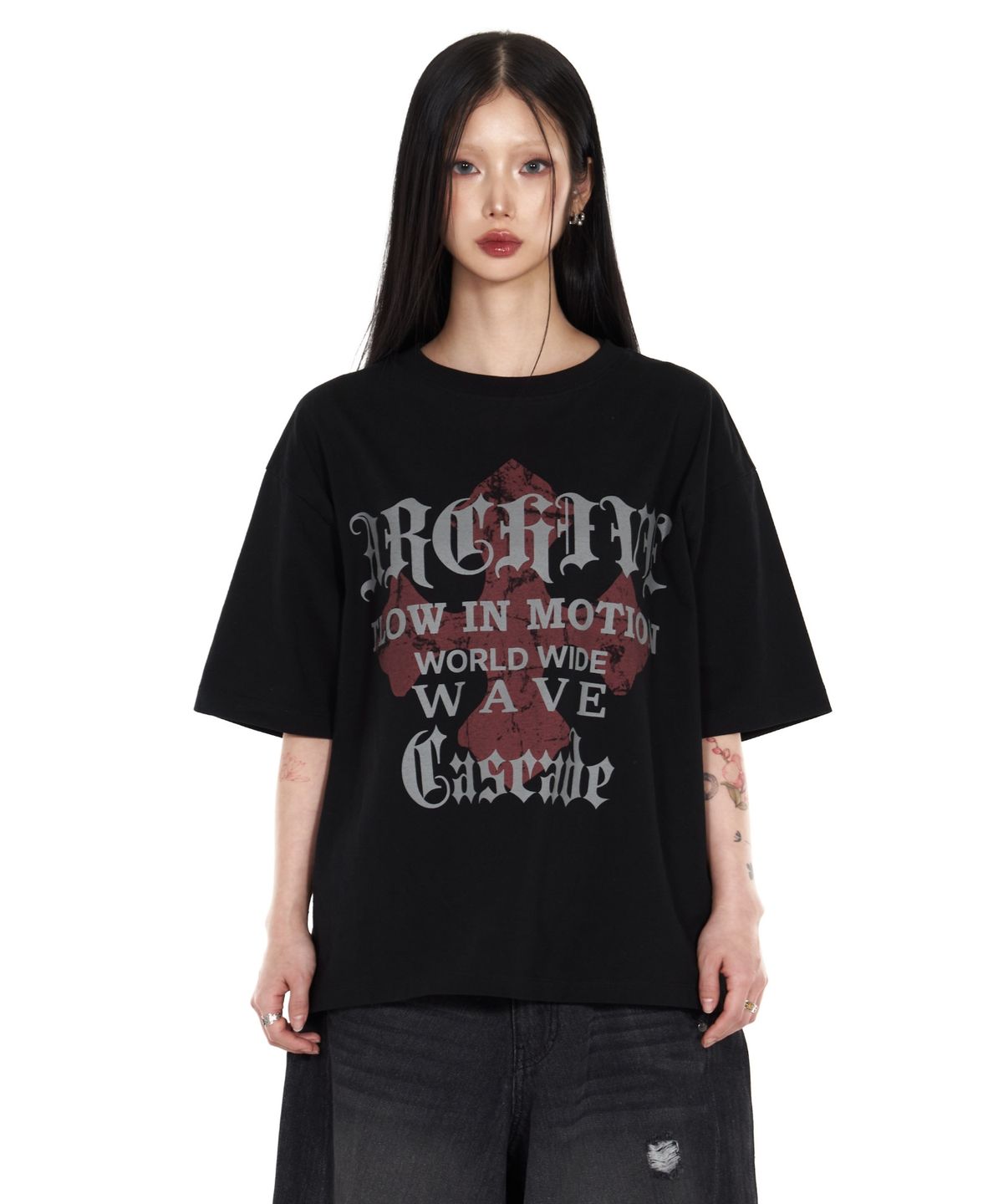 아이돈워너셀(IDWS) Wave Cross T-Shirt Black