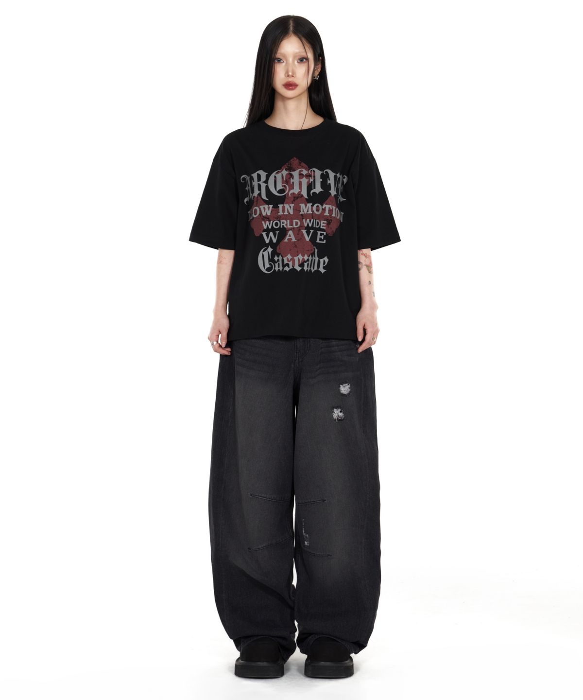 아이돈워너셀(IDWS) Wave Cross T-Shirt Black