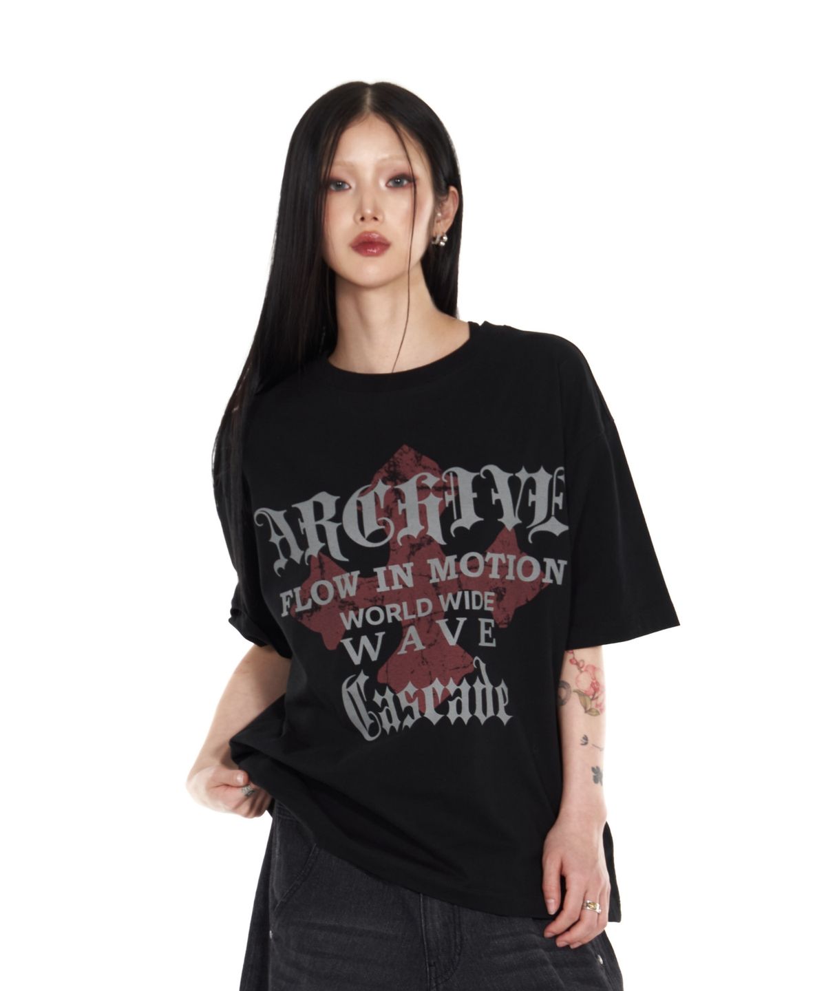 아이돈워너셀(IDWS) Wave Cross T-Shirt Black
