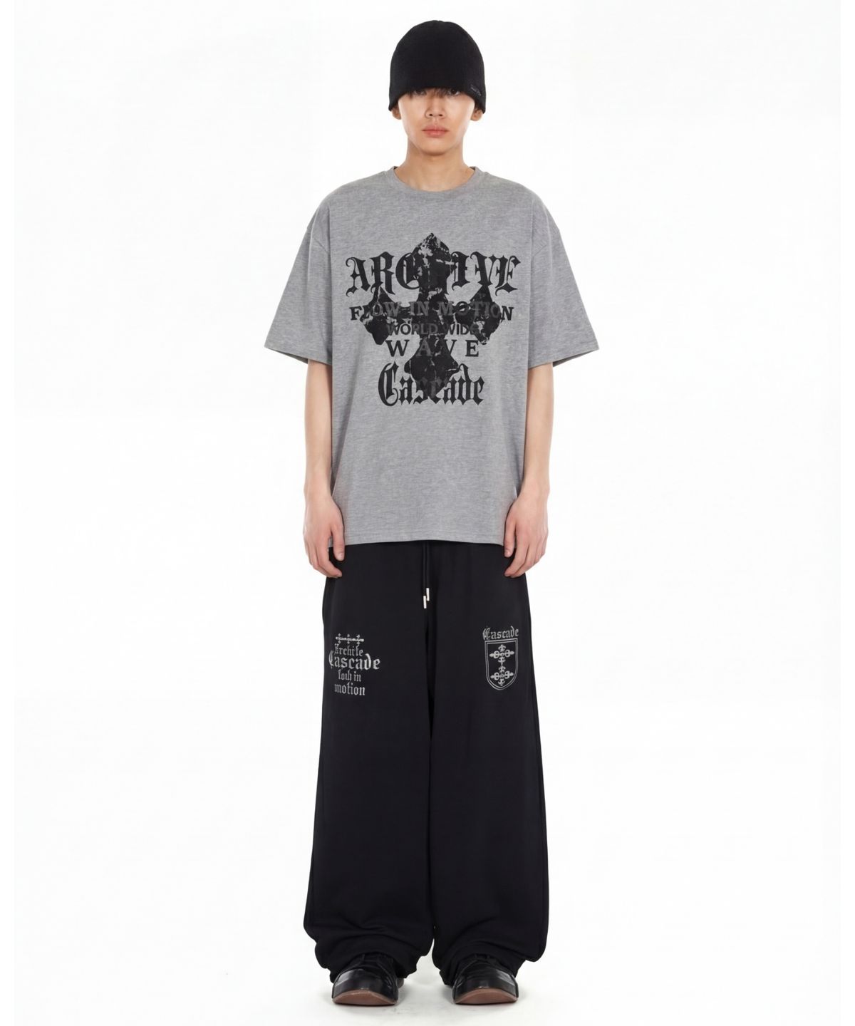 아이돈워너셀(IDWS) Wave Cross T-Shirt Gray