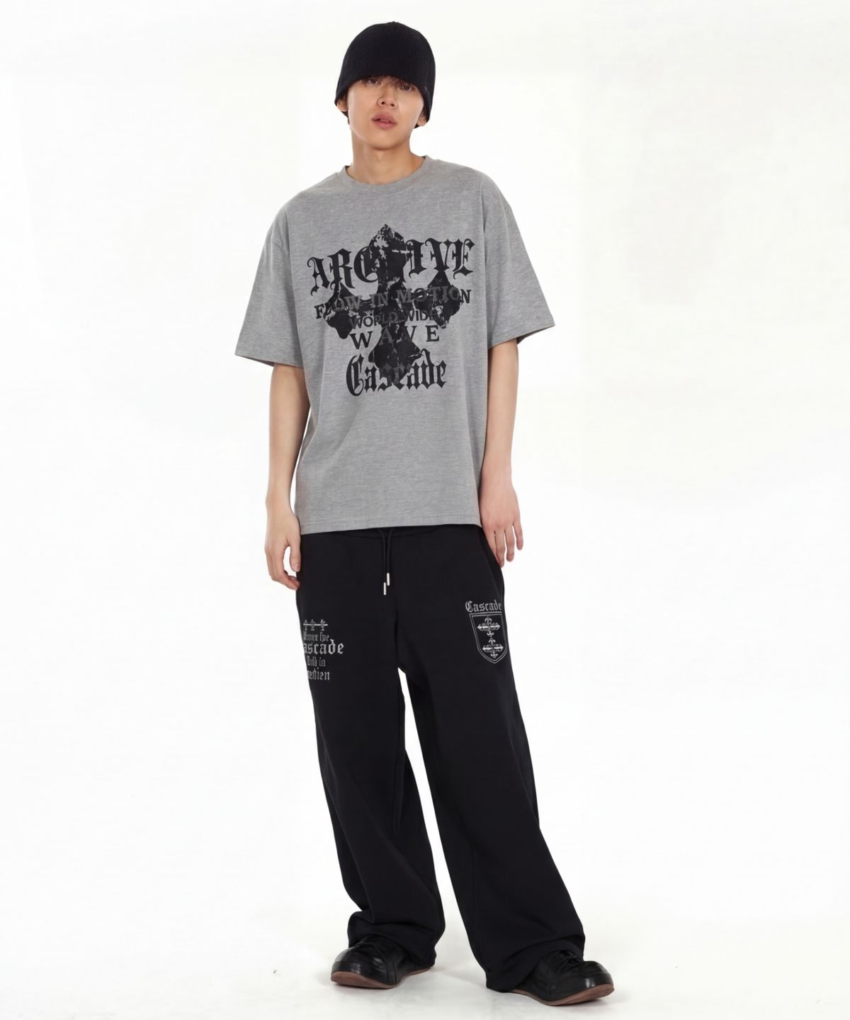 아이돈워너셀(IDWS) Wave Cross T-Shirt Gray
