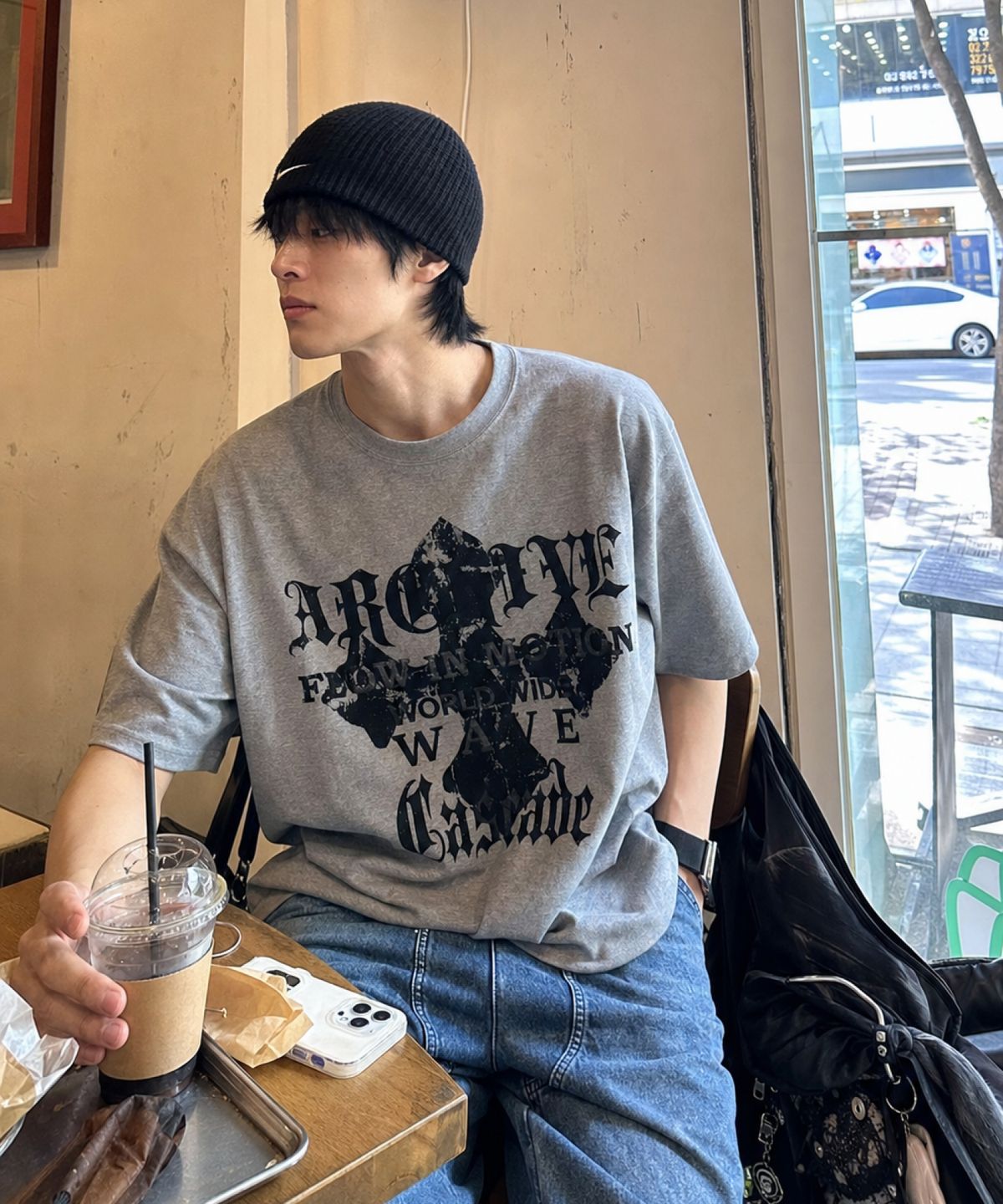 아이돈워너셀(IDWS) Wave Cross T-Shirt Gray