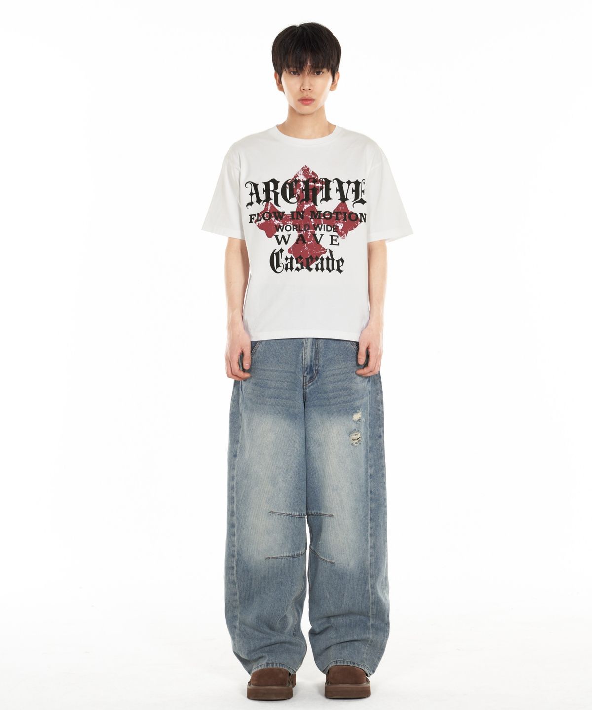 아이돈워너셀(IDWS) Wave Cross T-Shirt White