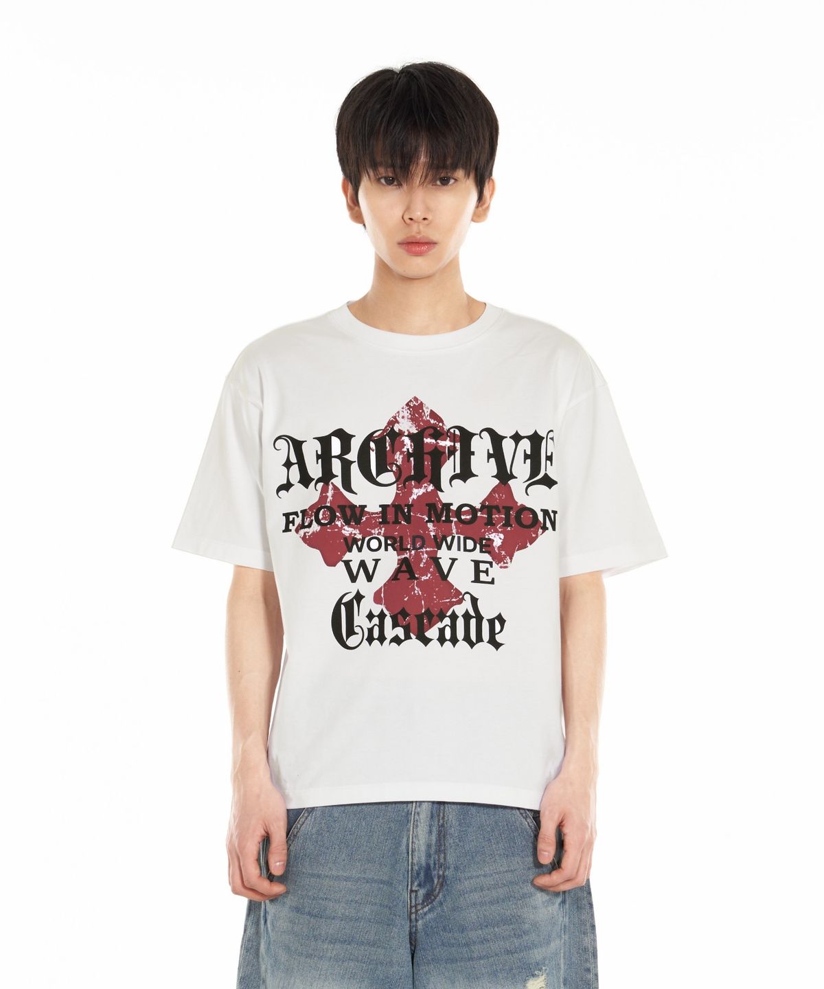 아이돈워너셀(IDWS) Wave Cross T-Shirt White