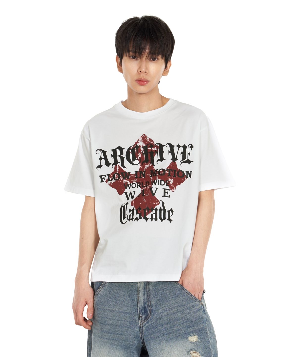 아이돈워너셀(IDWS) Wave Cross T-Shirt White