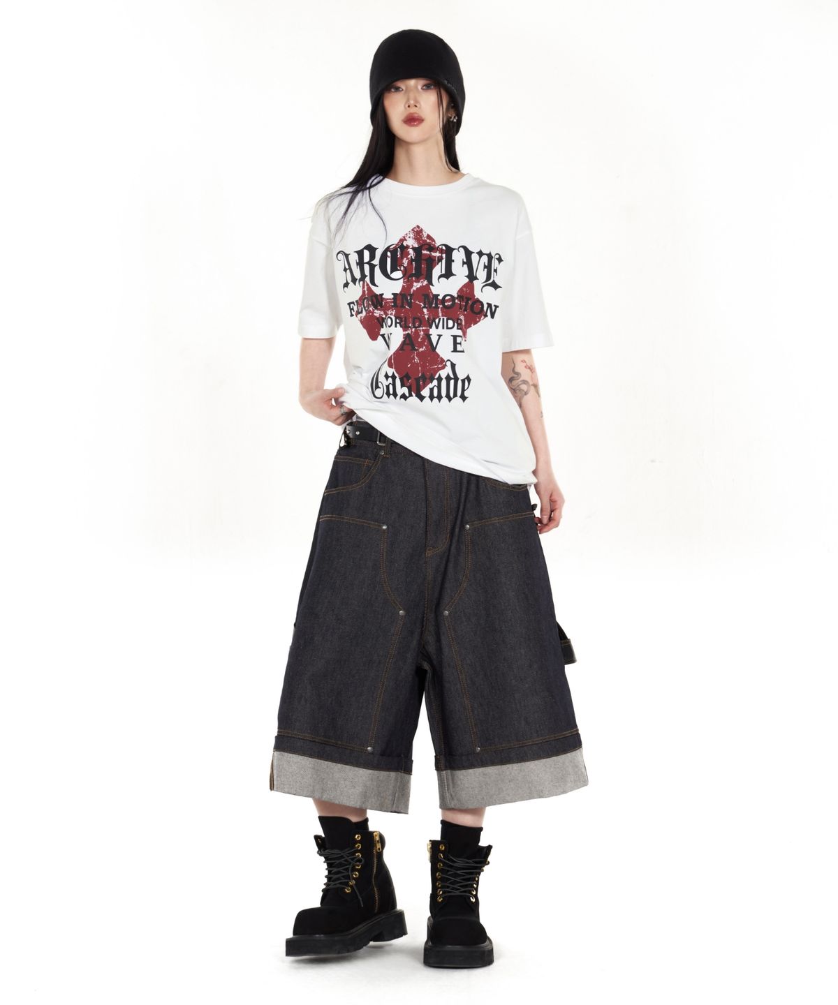 아이돈워너셀(IDWS) Wave Cross T-Shirt White