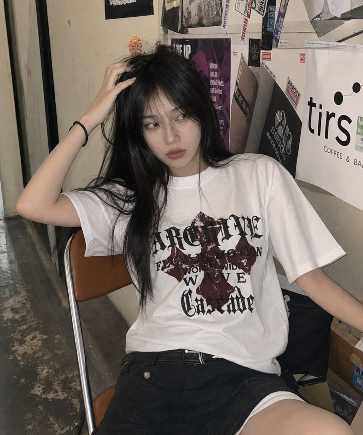 아이돈워너셀(IDWS) Wave Cross T-Shirt White