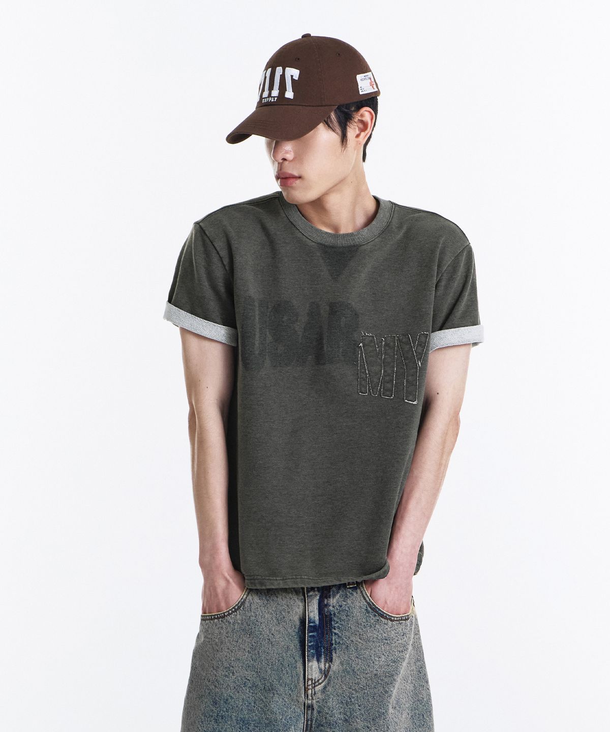 기철(KICHUL) Faded Army T-shirt (Washed Khaki)