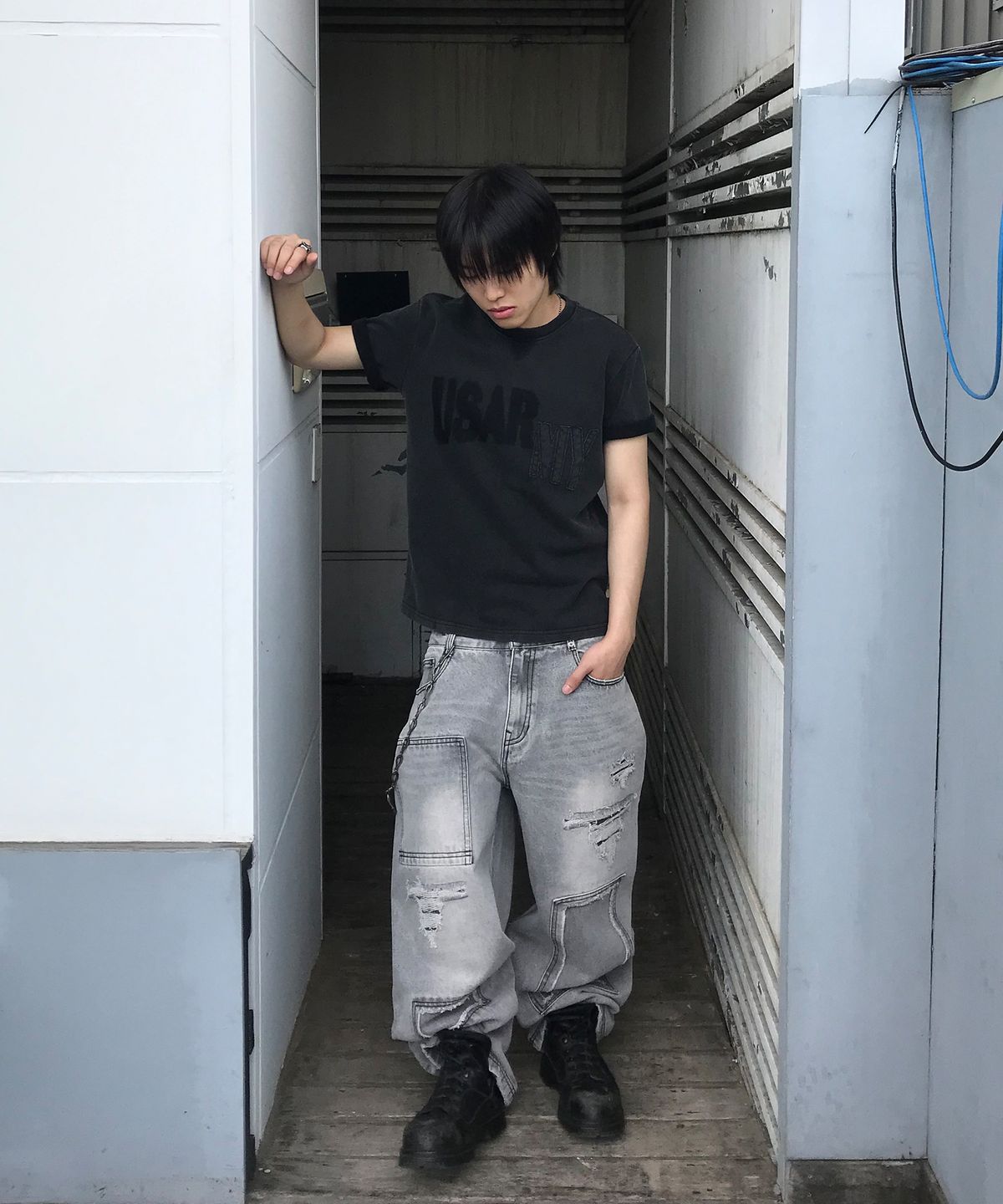 기철(KICHUL) Faded Army T-shirt (Washed Black)