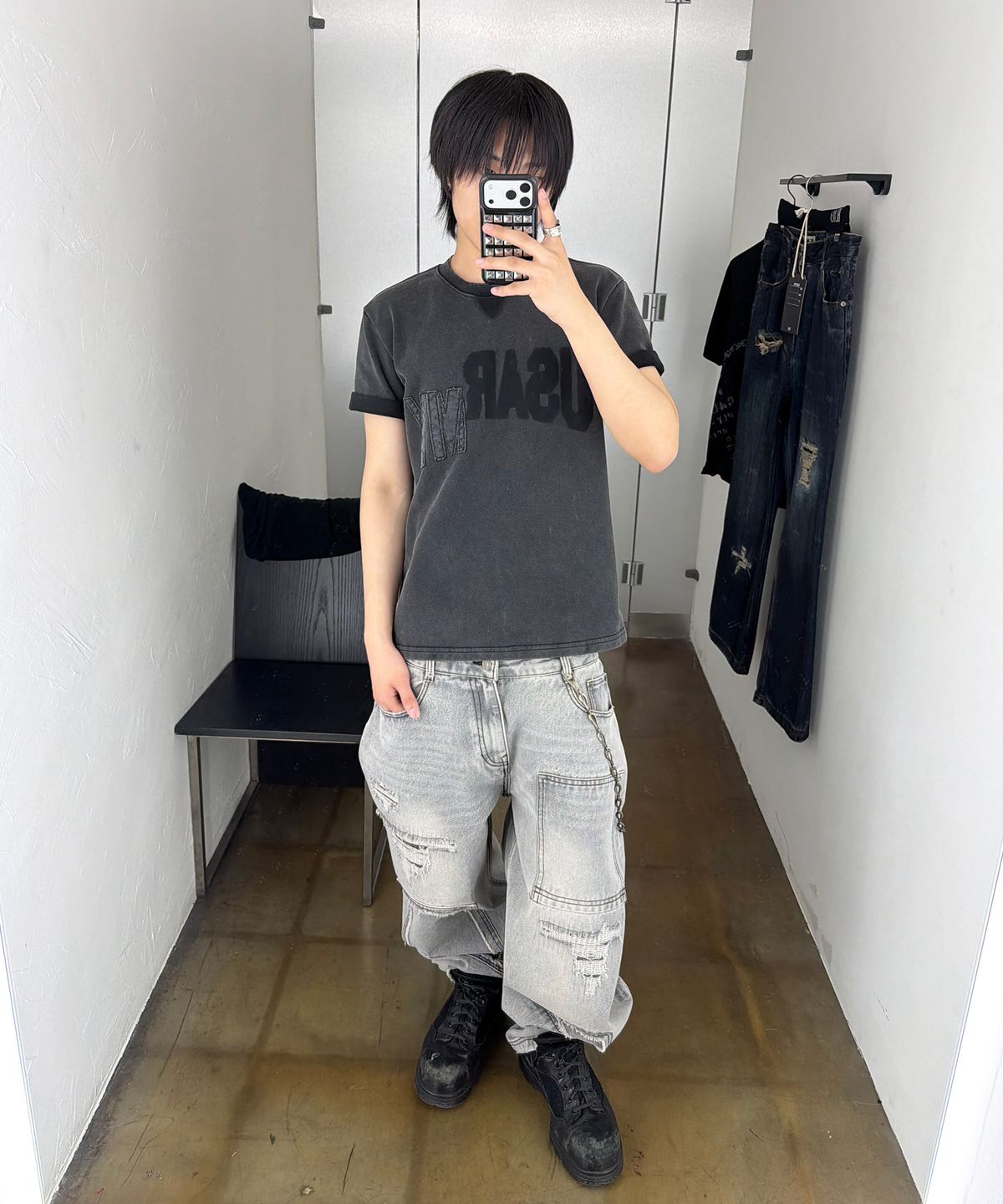 기철(KICHUL) Faded Army T-shirt (Washed Black)