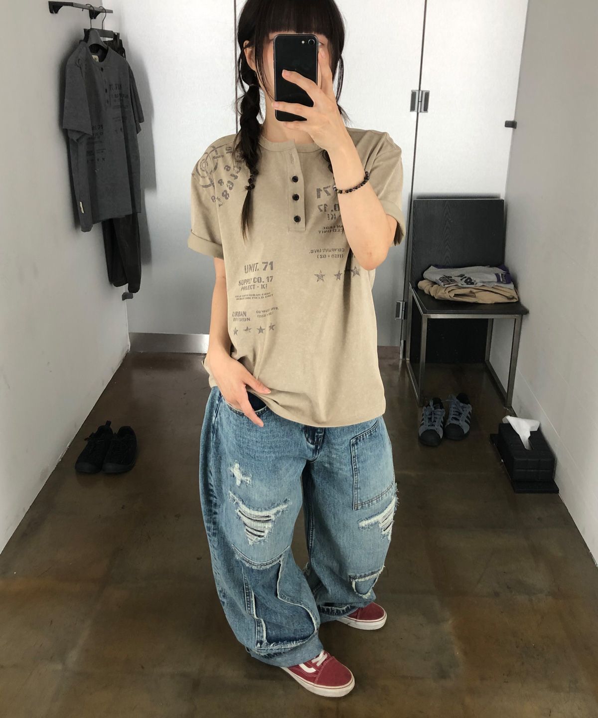 기철(KICHUL) Proto Sight Henley T-shirt (Beige)