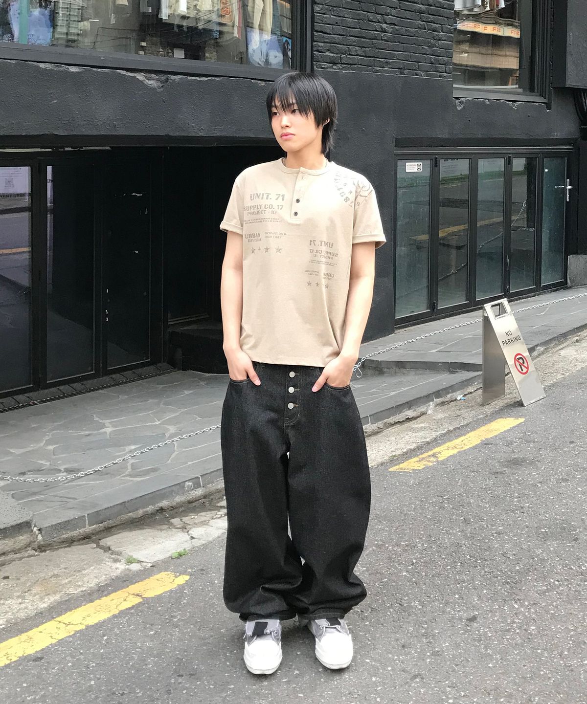 기철(KICHUL) Proto Sight Henley T-shirt (Beige)